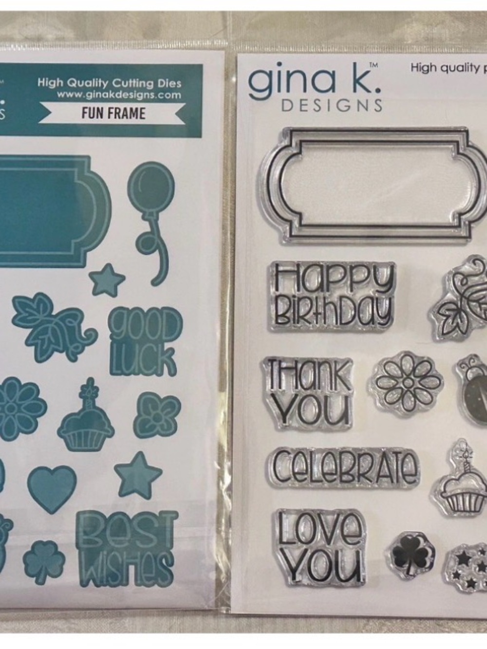 GINA K ALL OCCASION FRAMED SENTIMENT STAMPS & DIE SET BRAND NEW for Card Making